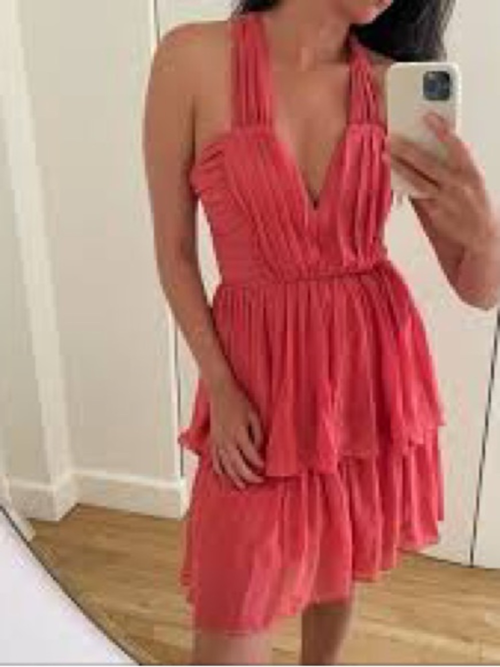 Cocktail Wedding Guest Date Night Tiered V-Neck Dress Size 8